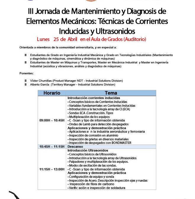 III Jornada de Mantenimiento y Diagnosis de Elementos Mecánicos: Técnicas de Corrientes Inducidas y Ultrasonidos
